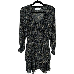 ASTR The Label Revolve Black Floral Chiffon Long Sleeve Dress size M